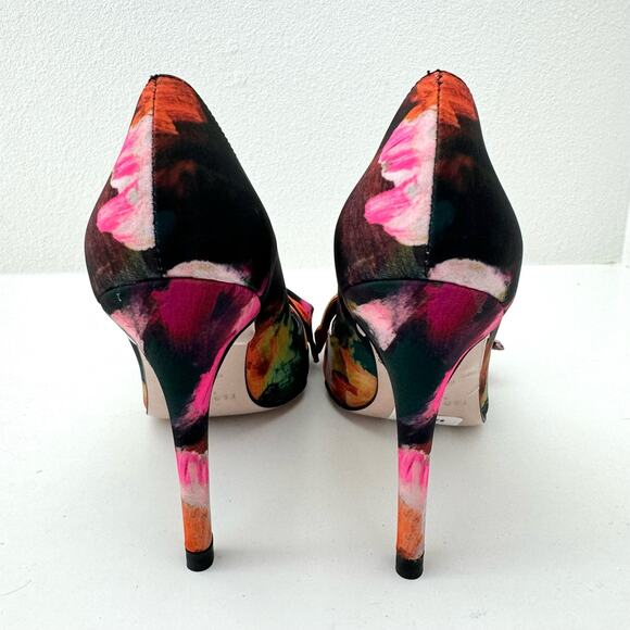 Ted Baker Ryoh Black Art Print 100Mm Bow Court Shoes Women's 6 (36) NEW - Picture 7 of 8
